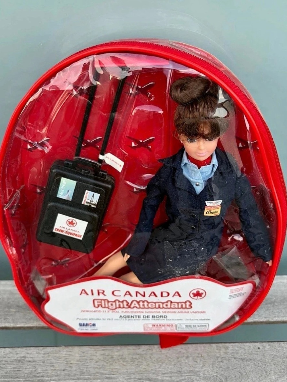 Air Canada Flight Attendant doll backpack Red Flight Attendant Backpack Like New
